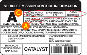 California Emissions Label